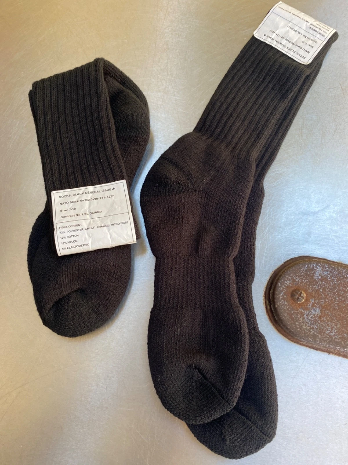NATO mens large size 7-10 black boot socks polyester mix