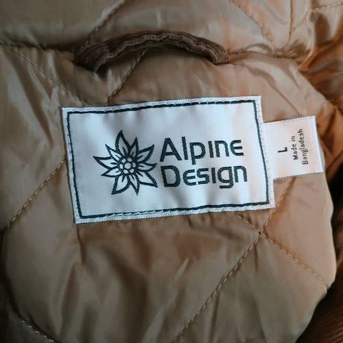 NUEVO CON ETIQUETAS Chaqueta Para Mujer Diseño Alpino Pana Con Capucha Cremallera Completa L Café Marrón Acolchada - Imagen 5 de 6