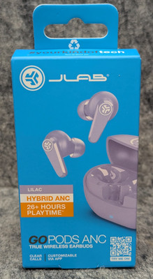 JLab GO Pods ANC In-Ear True Wireless Earbuds Lilac - 26+ Hours Playtime  New 