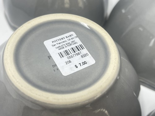 NEW Pottery Barn Charlotte Gray Soup Cereal Bowls Scalloped Rim Set Of 6 - Picture 6 of 6