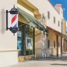 Barber Pole LED Light Red White Blue Rotating Stripes Metal Hair Salon Shop Sign