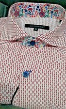 NWT BOGOSSE men's Size 5 XL Short sleeve button down shirt Abstract Striped