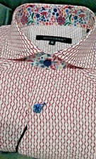 NWT BOGOSSE men's Size 5(XL) Short sleeve button down shirt Abstract Striped