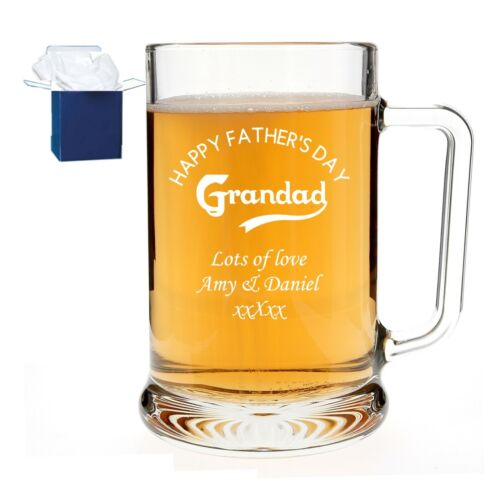 Personalised Engraved Pint Beer Glass Tankard - Gifts For Grandad, Fathers Day  - Picture 1 of 1