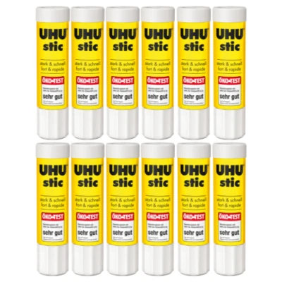 12 x UHU stic Klebestift Klebetube 21g Stiftform auswaschbar lösemittelfrei