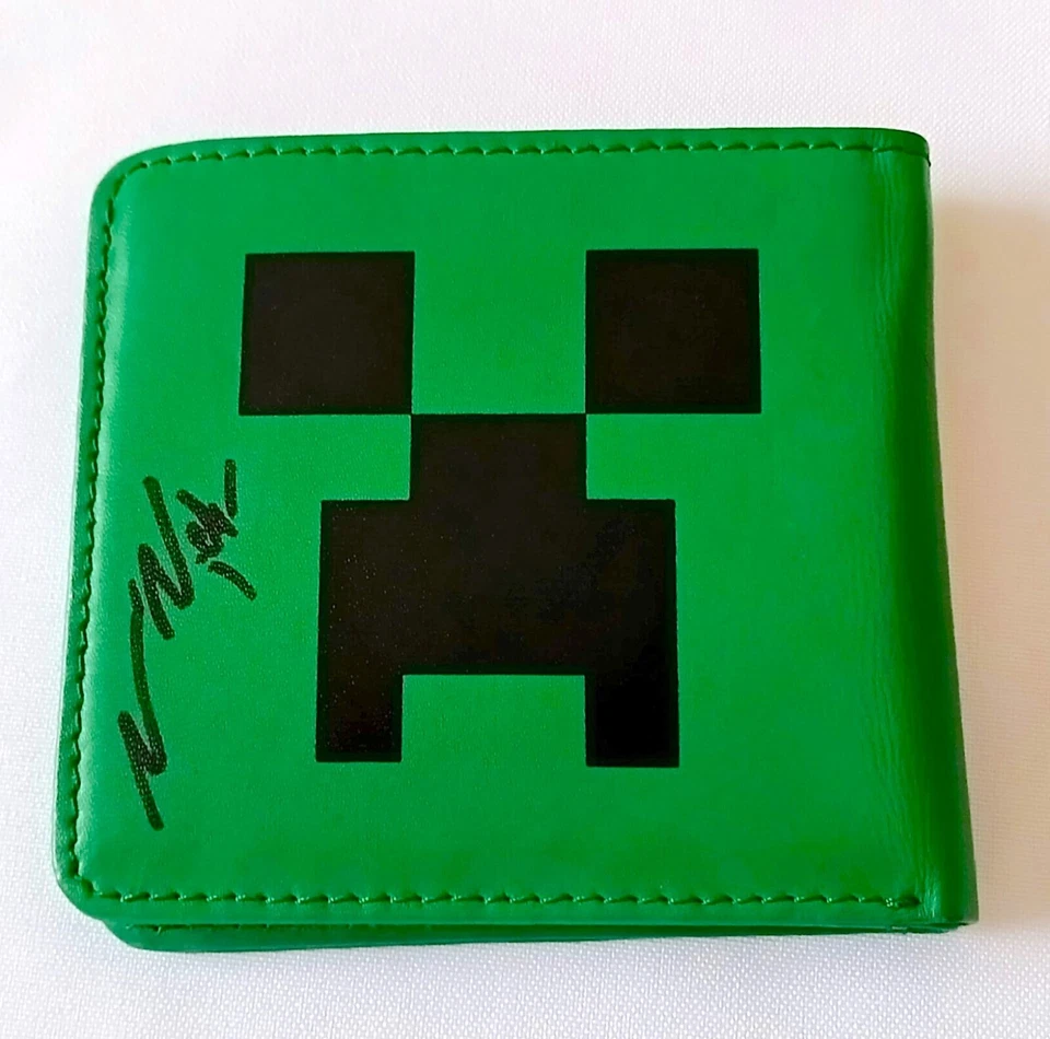 RARA Cartera Jeb Signature Minecraft Creeper Firmada en París Minecon 2012 Foto 2 de 4