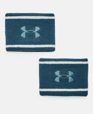 UNDER ARMOUR UNISEX STRIPED PERFORMANCE TERRY WRISTBANDS  2-PACK STATIC BLUE