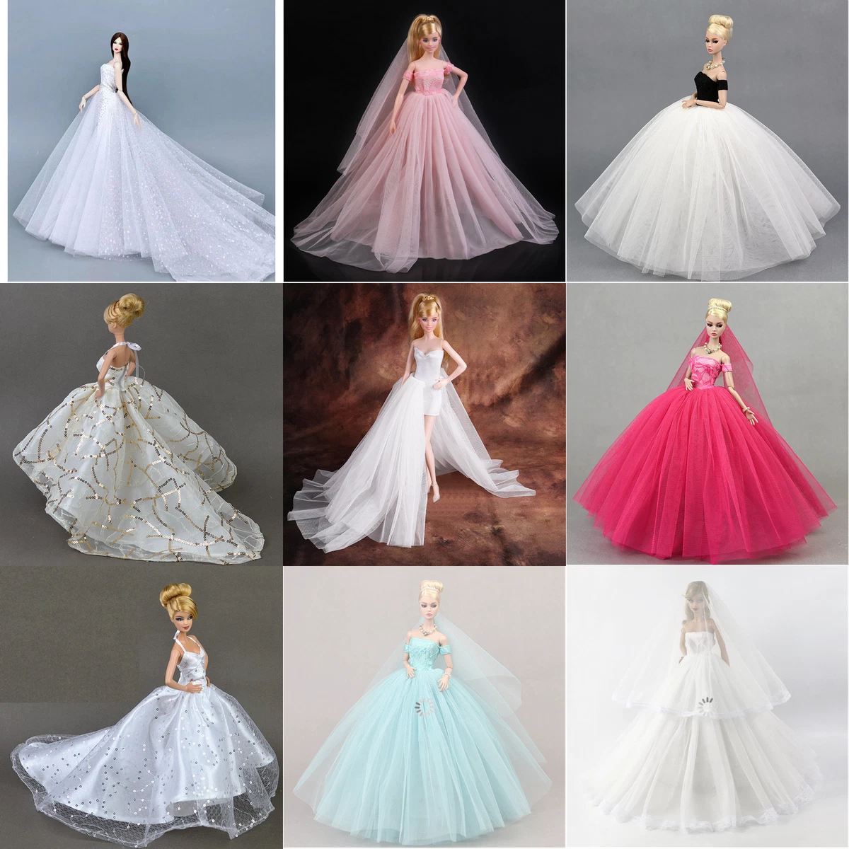 Wedding Dress for Barbie Doll Model Women