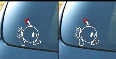 Mario Bros Bob Omb Bomb - white with red spark - Vinyl Decal Sticker Car Window