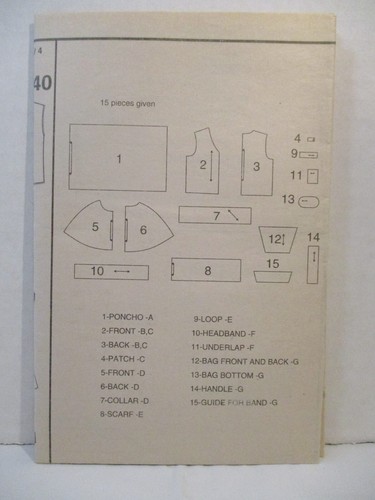 Simplicity Pattern 4781 Miss Size AA (XS-S-M) Ponchos Vest Scarf Head Band Bag - Picture 16 of 17