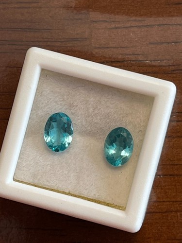 2pc Set 1.70TCW Sparkling Natural Paraiba Blue Green APATITES. "RETIRING" - Picture 4 of 4
