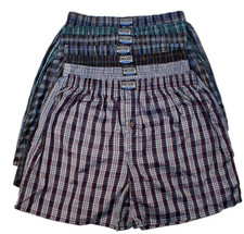 Men's Premium Boxer Trunk 6 Pack Lot Underwear Plaid Shorts Briefs Cotton Poly