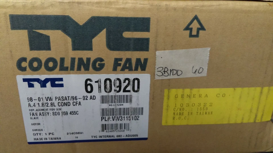 Cooling fan fits 98-02 Passat Audi TYC 610920 NEW - Image 2 of 2