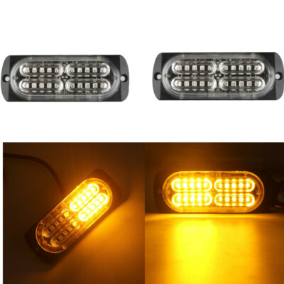 2x 20Led Yellow Side marker strobe Lights Warn Emergency Lamp Truck Hazard