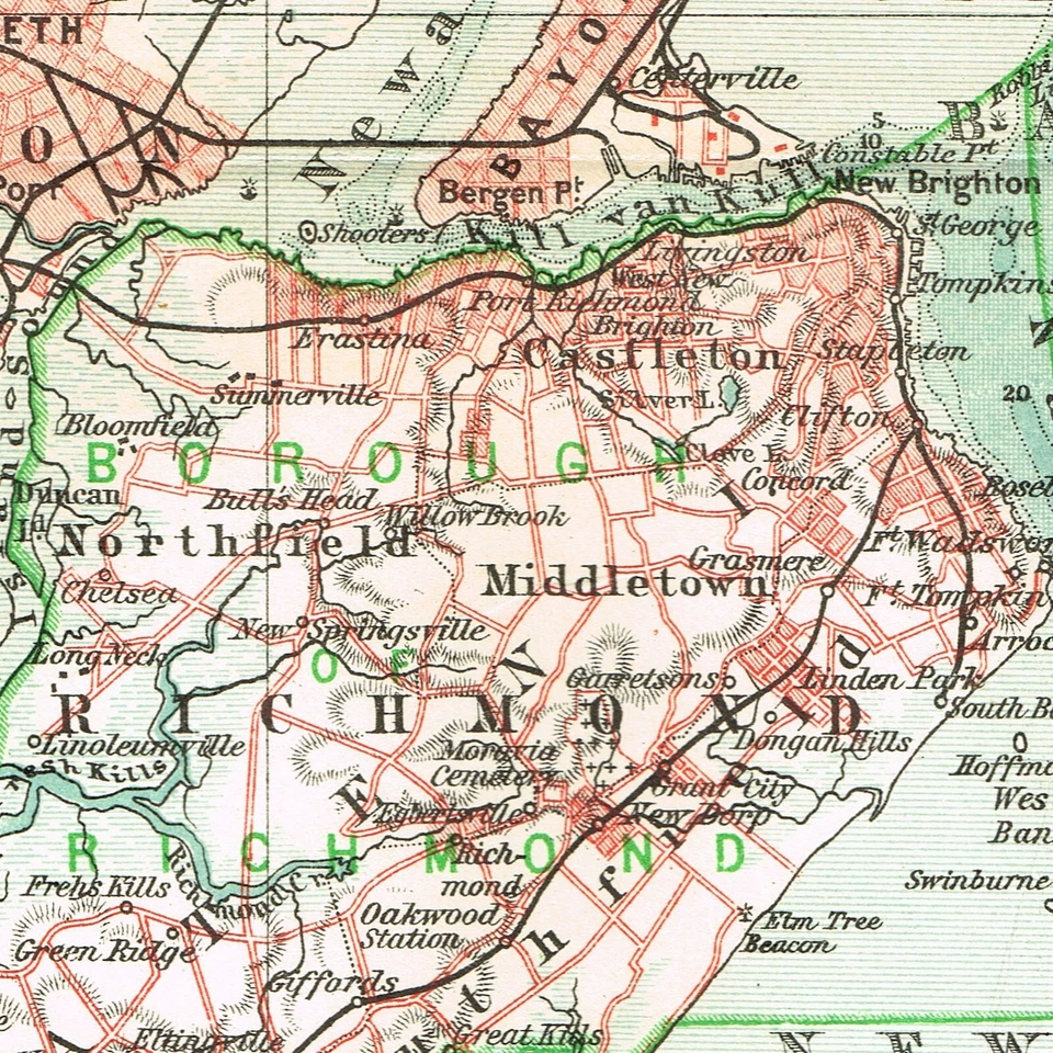 NEW YORK CITY QUEENS 1912 Original Map NY STATE USA plan NEWARK BRONX - Image 3 of 4