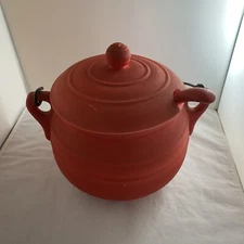 Bright Orange Soup Tureen Potion Cauldron & With Lid And Ladle. 1960 Japan Rare