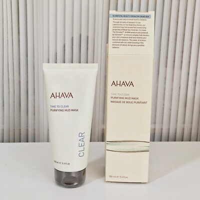 New AHAVA Time To Clear Purifying Mud Mask 3.4 oz Full Size exp: 04/2027