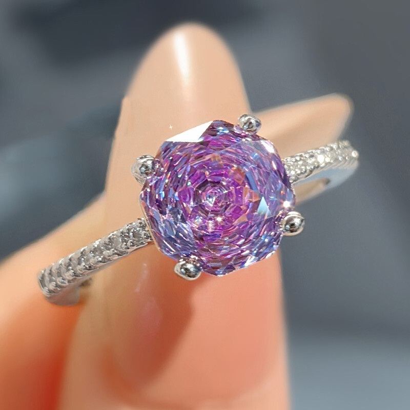 Oval Purple Stones In Rings Three-Stone Oval Purple Amethyst