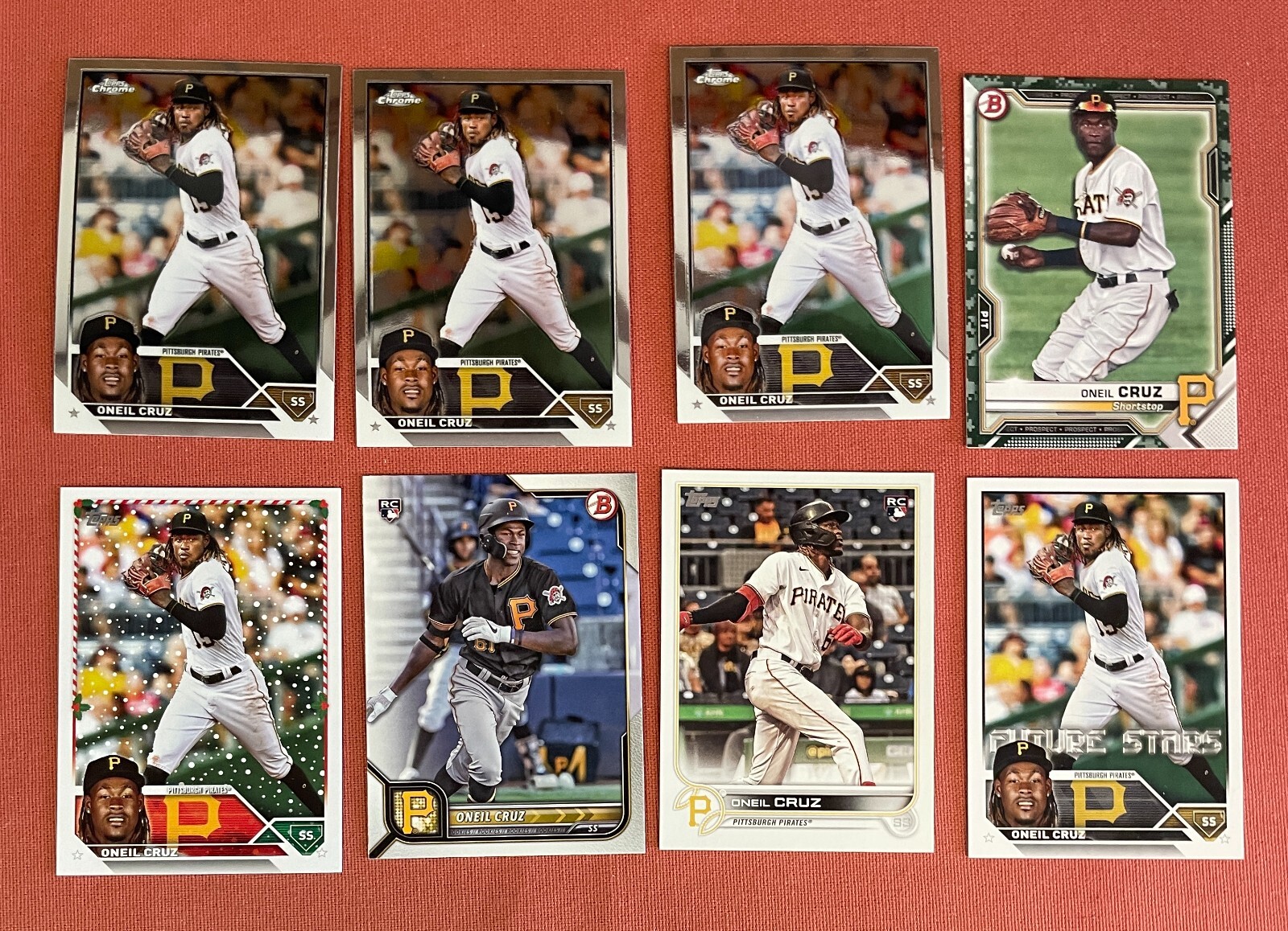 O'neil Cruz Baseball Card Lot (8). 2 Rookies, 1 Parallel + Base