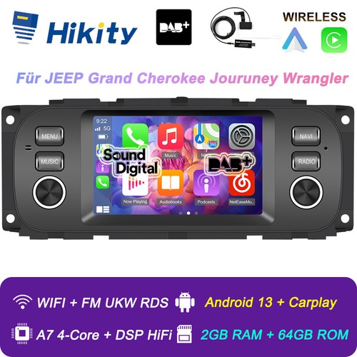 64G CarPlay DAB+ Android 13 Autoradio Für JEEP Grand Cherokee Jouruney Wrangler