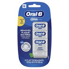 Oral-B Glide 3-PACK DEEP CLEAN MICRO-TEXTURED DENTAL FLOSS COOL MINT Wax Coating