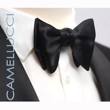 Men's Self-tied bow tie 100%Silk Black Bow tie Compact Butterfly