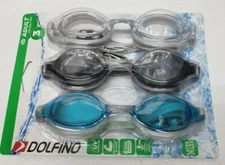 Dolfino Pacesetter 3-Pack Adult Swimming Goggles UV Protection Latex-Free NEW