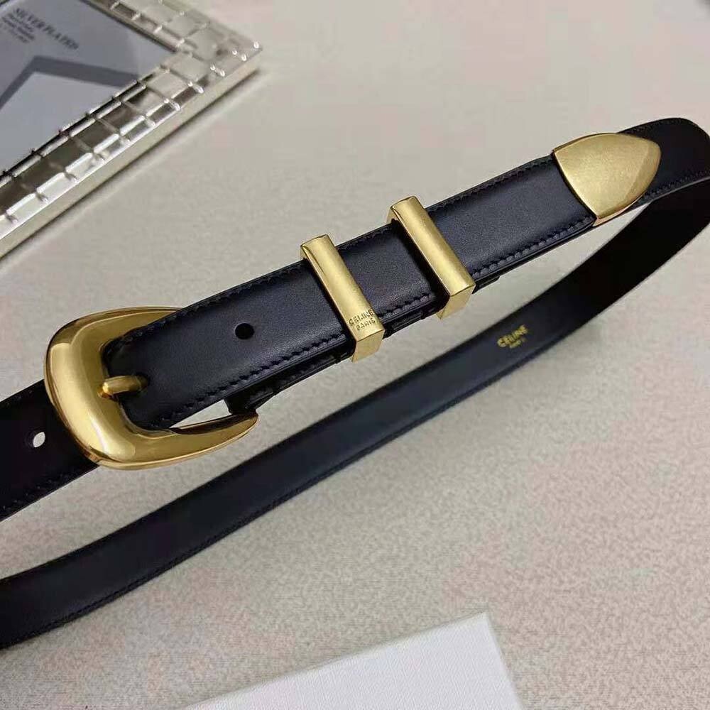 Celine Women Medium Western Belt in Smooth Calfskin-Gold | eBay