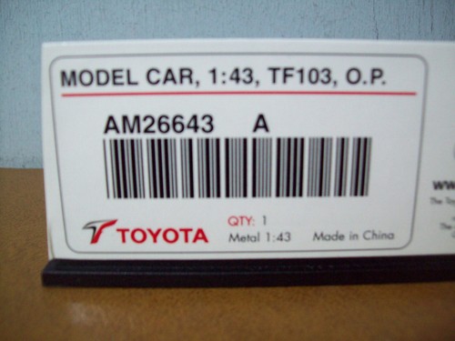 1/43 MINICHAMPS AM26643 TOYOTA EDITION TOYOTA TF103 2003 OLIVIER PANIS SIGNED - Picture 5 of 5