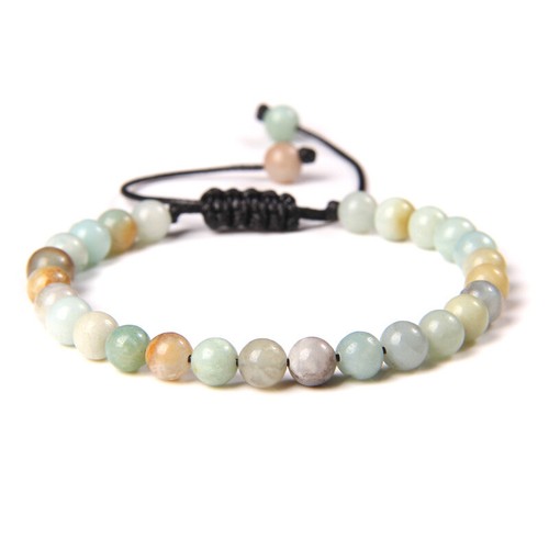 Bracciale Regolabile Perline In Pietra Naturale 6MM Tessuto Rotondo Fatto a Mano - Foto 73 di 104