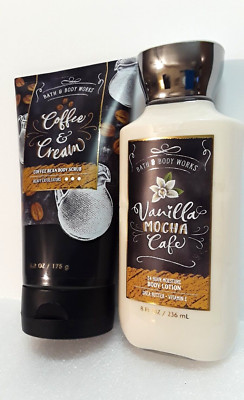 BBW Vanilla Mocha Cafe Shea Lotion & Coffee & Cream Bean Scrub Heavy Exfoliators