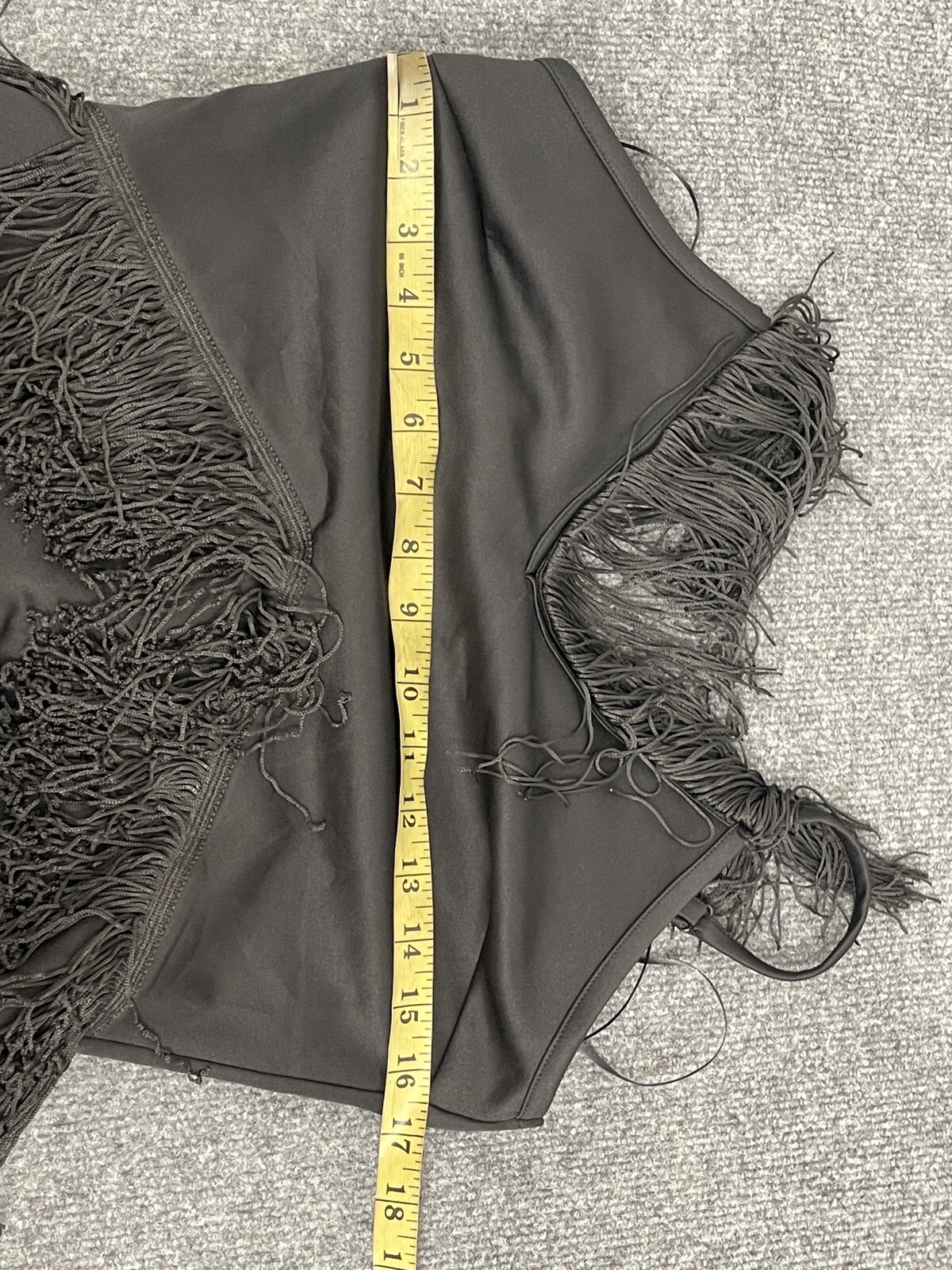 Body Flirt Dress Womens Medium A Line Tasseled Ruffle Black Sleeveless N144