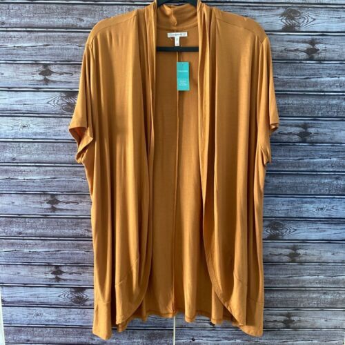Maurices Women's Short-Sleeved Open-Front Top/Cardigan Size 2X Tan NWT