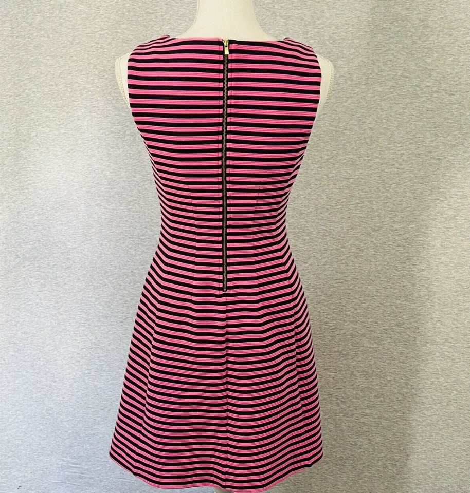 Vestido Lilly Pulitzer Mujer Pequeño Rosa Brielle Otomano Rayas Ajuste Acampanado Acanalado Tejido Foto 4 de 4