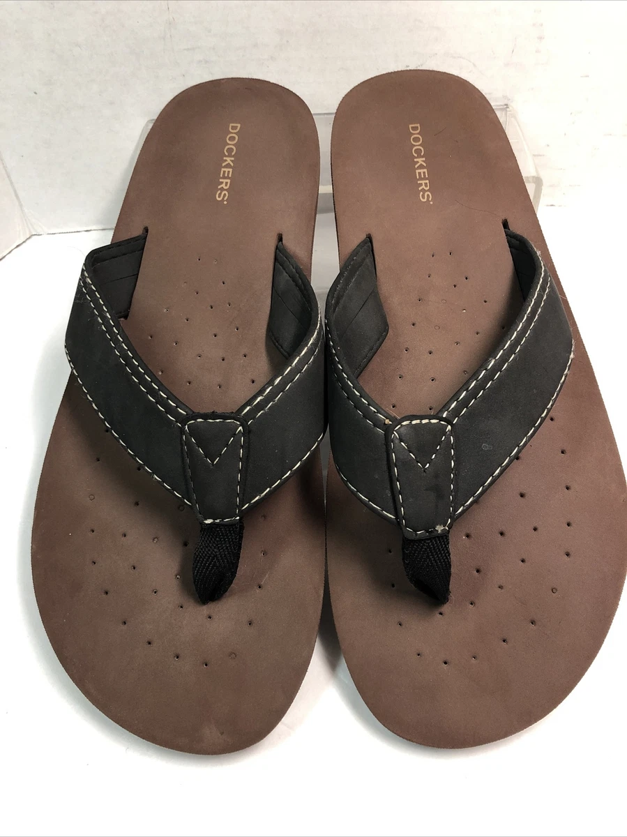 Dockers Mens Thong Flip Flops Black Size Large 10 11 Comfort
