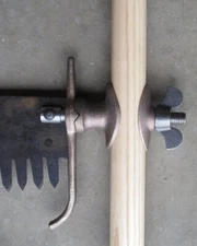 Two (2) man crosscut saw hardware + handles, Western Style, Ash Haft, Cross Cut