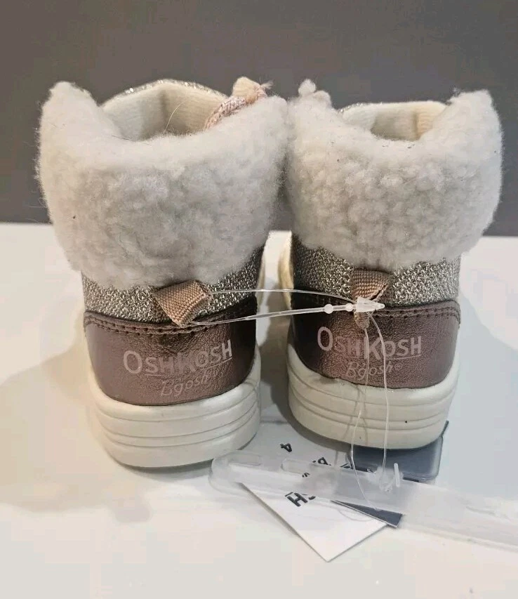 OshKosh B'Gosh NWT Toddler Farrah Ankle Boot High Top Size 4 Gold Metallic Pink - Image 4 of 4