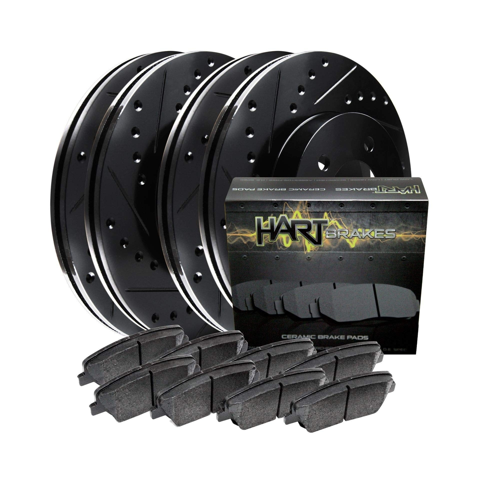 Hart Brakes Front Rear Brakes and Rotors Kit Front Rear Brake Pads