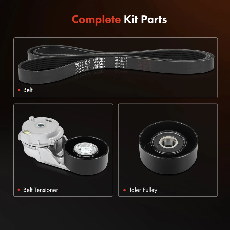 Kit de 3 componentes de transmisión por correa Serpentine para Buick Rainier 2004-2007 Chevrolet GMC Foto 3 de 4