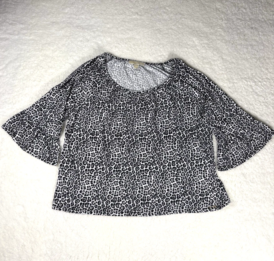 Pulôver Michael Kors preto estampa animal top sino manga alargada logotipo feminino GG - Imagem 2 de 4