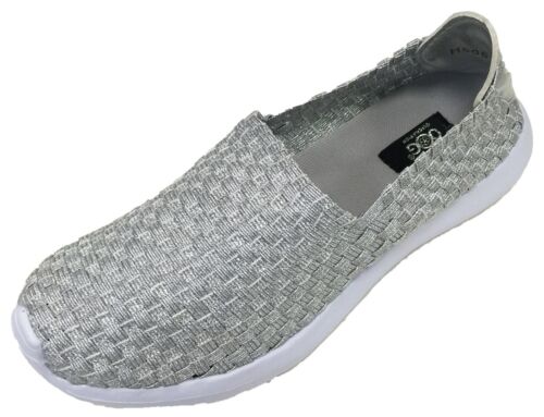 Eye Summer Sneaker Women Shoe Woven Sport Rubber Sole White Silver New - Picture 1 of 12