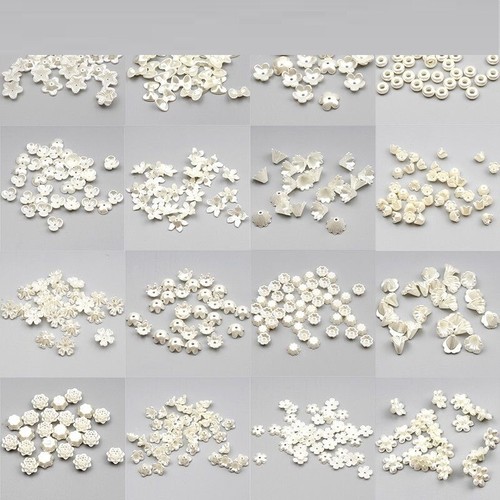 Acrylic Pearl Flower Beads - Beige Flowers Spacer Bead DIY Crafts Jewelry Making