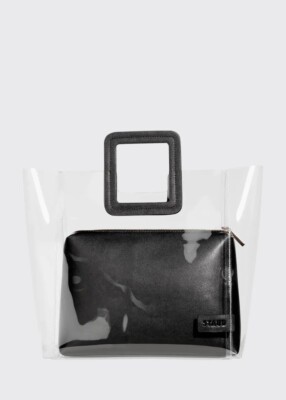 STAUD Shirley Bag Clear PVC/Black Leather
