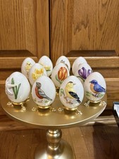 Goebel Annual Easter Eggs 1978-1988 Lot Of 12 On Golf Metal Stand