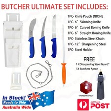 New Butcher's Ultimate Tool Kit Combo - DBONE Knife Pouch/ 6" Knives/ 12" Steel/