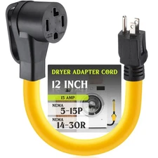 15Amp Dryer Adapter Cord 3-Prong Female Receptacle for 120V Devices EV Power