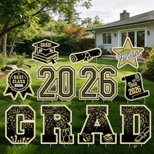 Graduation Yard Signs Class of 2026-11PCS Congrats Grad Lawn Decorations with St