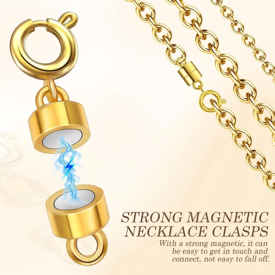 6 Pack Magnetic Necklace Clasps and Closures, 18K Gold and Silver Plated Jewelry - Image 3 of 4