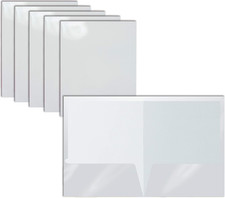 2 Pocket Glossy Laminated White Paper Folders, Letter Size, 25 Pack, White Paper