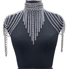 Aluminum Chainmail Collar Butted Ring Neck Armor Women LARP Renaissance Costume